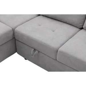 Sleeper Sectional Sofa, L-Shape Corner Couch Sofa - Bed With Storage Ottoman & Hidden Arm Storage & 