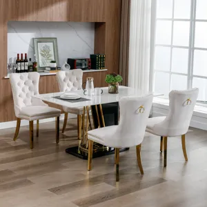 Nikki - Modern, High-End Tufted Solid Wood Contemporary Velvet Upholstered Dining Chair With Golden 
