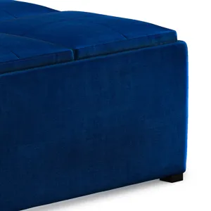 Avalon - Square Coffee Table Storage Ottoman - Blue