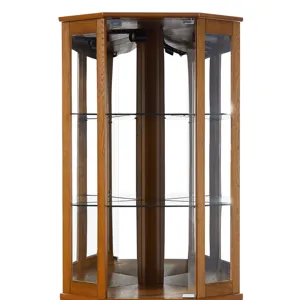 6 Shelf Corner Curio Display Cabinet With Lights, Mirrors And Adjustable Shelves (E26 Light Bulb Not