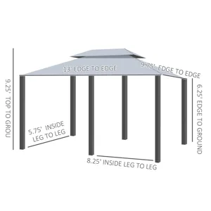 Outsunny - Patio Gazebo, Outdoor Gazebo Canopy Shelter With Curtains, Vented Roof, Steel Frame For G