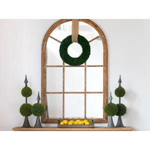 Large Arched Accent Mirror With Frame With Decorative Window Look Classic Architecture Style Solid F