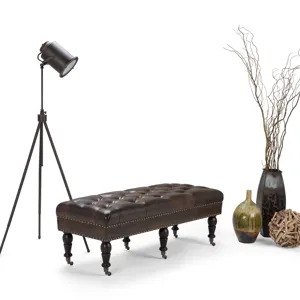 Henley - Tufted Ottoman Bench - Distressed Brown