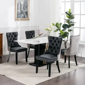 Nikki - Modern, High-End Tufted Solid Wood Contemporary PU And Velvet Upholstered Dining Chair With 