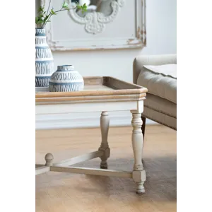Square Alcott Coffee Table, French Countory Tray Table - White