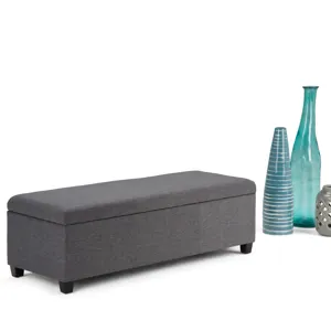 Avalon - Storage Ottoman Bench - Slate Grey