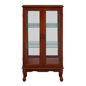 Curio Cabinet Lighted Curio Diapaly Cabinet With Adjustable Shelves And Mirrored Back Panel, Tempere
