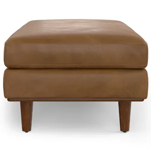 Morrison - Large Rectangular Ottoman - Caramel Brown