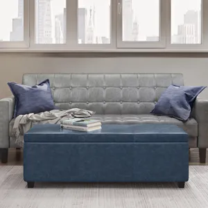 Avalon - Storage Ottoman Bench - Denim Blue