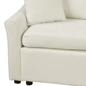 L-Shaped Sofa Convertible Sofa Bed Pull Out Sofa Sleeper With Two Back Pillows, Two USB Ports And Tw