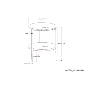 Wagner - Round Marble & Wood Side Table - White / Natural