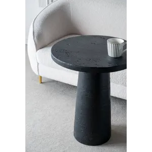Round Side Table With Pedestal Base - Black - Black