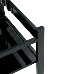 Glass Lift Top Coffee Table, Modern Simple 2-Layer Tempered Glass Coffee Table For Living Room - Bla