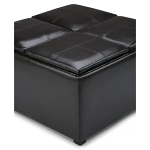 Avalon - Square Coffee Table Storage Ottoman - Tanners Brown