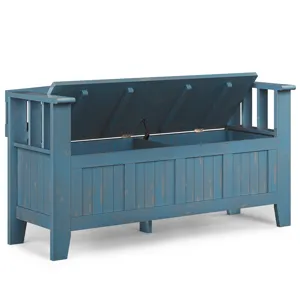 Acadian - Entryway Storage Bench - Distressed Coastal Blue