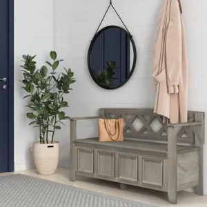 Amherst - Entryway Storage Bench - Distressed Grey