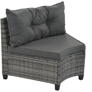 8 Pieces Outdoor Wicker Round Sofa Set, Half-Moon Sectional Sets All Weather, Curved Sofa Set With R