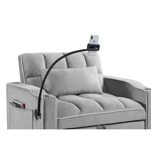 Convertible Sleeper Chair Sofa Bed Adjustable Pull Out Sleeper Chair Bed Multi-Pockets Folding Sofa 