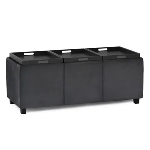 Avalon - Storage Ottoman - Distressed Black