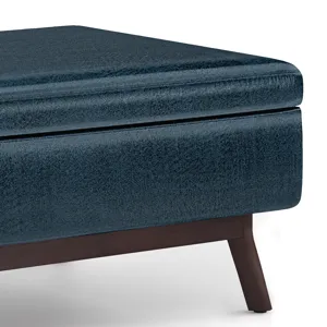 Owen - Coffee Table Storage Ottoman - Distressed Dark Blue