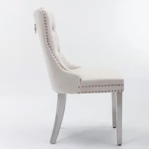 Nikki - Modern, High-End Tufted Solid Wood Contemporary Velvet Upholstered Dining Chair With Chrome 
