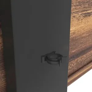 Rustic Brown TV Console With Push-To-Open Storage Cabinet For TV, Wood & Glass TV Stand For Living R