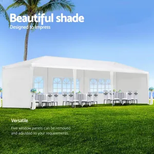 10X30\' Wedding Party Canopy Tent Outdoor Gazebo With 5 Removable Sidewalls - White
