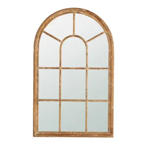 Large Arched Accent Mirror With Frame With Decorative Window Look Classic Architecture Style Solid F