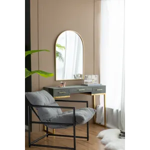 Arched Accent Mirror With Metal Frame For Bathroom, Bedroom, Entryway Wall - Gold