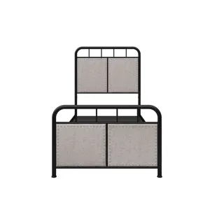 Twin Size Linen Upholstered Platform Metal Bed Frame With Fabric Headboard And Footboard - Brown