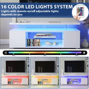 TV Stand LED Gaming Entertainment Center Media Storage Console Table With Large Side Cabinet For Liv