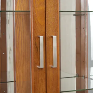 Curio Cabinet Lighted Curio Diapaly Cabinet With Adjustable Shelves And Mirrored Back Panel, Tempere