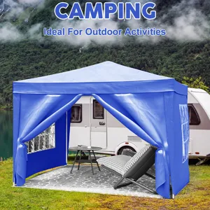 10\'X10\' Folding Canopy With 4 Removable Sidewalls Outdoor Event Shelter UPF 50+ Gazebo Portable Te