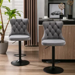 Swivel Velvet Barstools Adjusatble Seat Height , Modern Upholstered Bar Stools With Backs Comfortabl