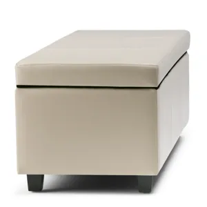 Avalon - Storage Ottoman Bench - Satin Cream