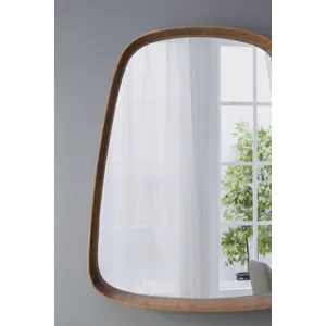 Irrgeular Mirror With Wood Frame, Wall Mirror For Living Room, Bathroom Entryway - Brown