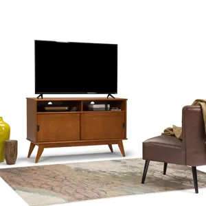 Draper - Mid Century Tall TV Media Stand - Teak Brown