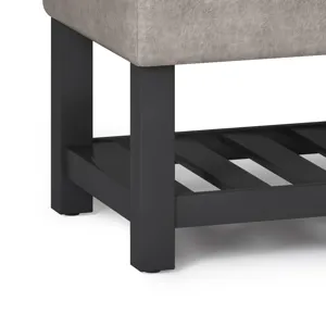 Cosmopolitan - Storage Ottoman Bench with Open Bottom - Distressed Grey Taupe