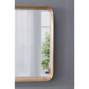 Square Mirror With Wood Frame, Wall Mirror For Living Room Bathroom Entryway - Brown