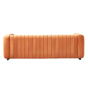 Contemporary Velvet Sofa Couch For Living Room - Orange