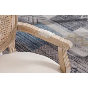French Vintage Upholstered Fabric Dining Armchair (Set of 2) - Beige