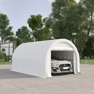 Outsunny - 10\' x 16\' Carport, Heavy Duty Portable Garage Storage Tent With Large Zippered Door, An