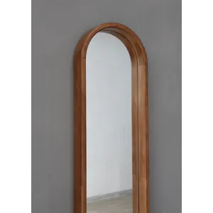 Decorative Rubber Frame Mirror With Elongated Oval Frame - Brown