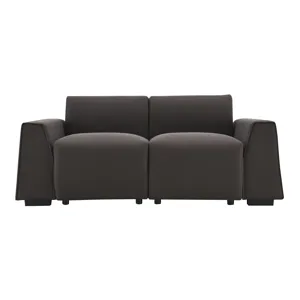 Modern Linen Sofa, Stylish And Minimalist 2-3 Seat Couch, Easy To Install, Exquisite Loveseat With Wide Armrests For Living Room - Dark Brown