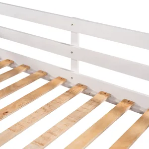 Full And Twin Size L-Shaped Bunk Bed With Slide And Short Ladder - White