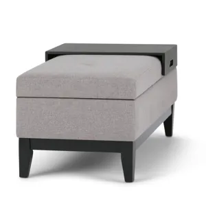 Oregon - Storage Ottoman Bench with Tray - Cloud Grey