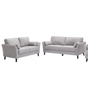Damian - Woven Living Room Fabric Sofa, Loveseat (Set of 2) - Light Gray