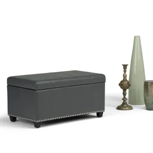Amelia - Storage Ottoman Bench - Stone Grey