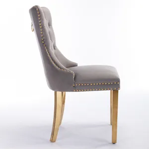 Nikki - Modern, High-End Tufted Solid Wood Contemporary Velvet Upholstered Dining Chair With Golden 