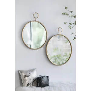 Circle Wall Mirror With Iron Frame, Accent Mirror For Living Room, Entryway, Office - Gold
